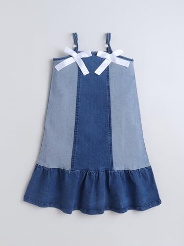 Image of Dresses for Kids Girls, Stylish Knee Length Once Piece Denim Frocks for Girls, Casual Dress for Summer & Birthday Family Gathering & Special Occasion