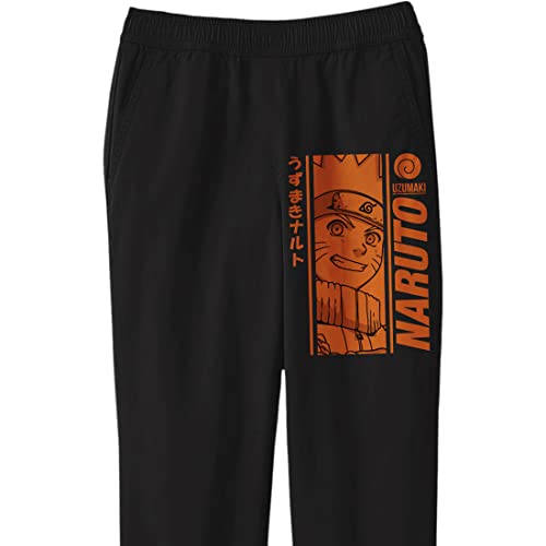 Naruto Classic Orange Monochrome Graphic Youth Black Jogger Pants2
