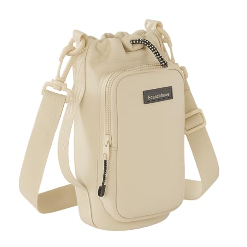 Bolsa Porta Garrafa Copo Térmica 1L Bolso Alça Ombro Ajustável Cor Bege