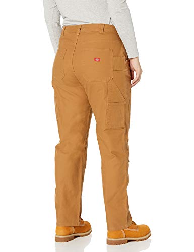 Dickies Womens Women's Plus Double Front Denim Carpenter Pants Jeans, Rinsed Brown Duck, 16 Us #TOP2