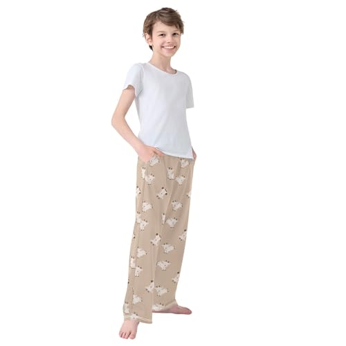 Boys' Pants Cute Happy Deer Long Bottoms Jogger Pants Elastic Waist Trousers with Pockets S-XL4