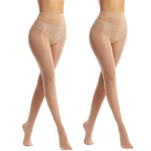 Shiny Pantyhose for Women Ultra Oil Shimmer Tights High Waist Dance Tights Run Resistant 2 Pairs