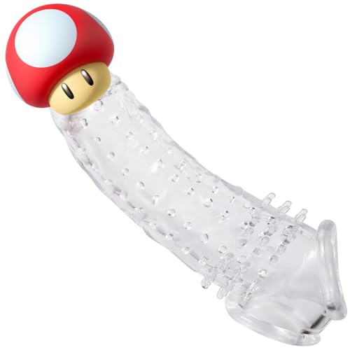 ペニスリング ペニスサック 内部粒子刺激 男性用 陰茎袖 拡大用 透明色 TPE製 アダルトグッズ リング（L） - 画像1