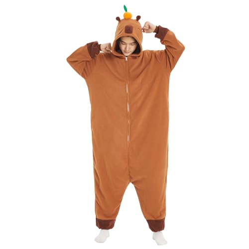 Onesie capybara marron taille 110 pyjama combinaison animalier halloween