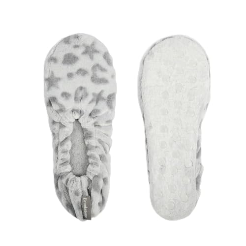 Image of Brookstone Plush Footies - Memory Foam Slippers with Ultra-Soft Sherpa, Non-Skid Sole, One-Size-Fits-Most, Machine Washable for Women, Stocking Stuffers and Christmas Gifts