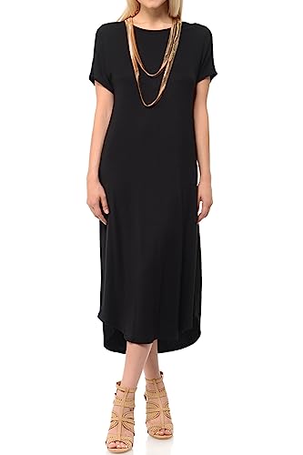 Image of iconic luxe Women's A Line Short Sleeve T Shirt Midi Dress Summer Casual