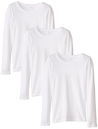 Clementine Little Girls' Everyday Long Sleeve Tee 3-Pack, White,Small (6-6x)