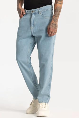 Image of Men Mom Fit High Waist Denim Jeans | Relaxed Fit Straight Leg Casual Denim Pants | Stylish Street Style & Office Wear