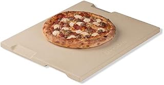 ROCKSHEAT Pizza Stone Bread Baking Stone 30 x 38cm Rectangular Stone for Oven and Grill Innovative Double-sided Built-in Design with 4 Handles 
