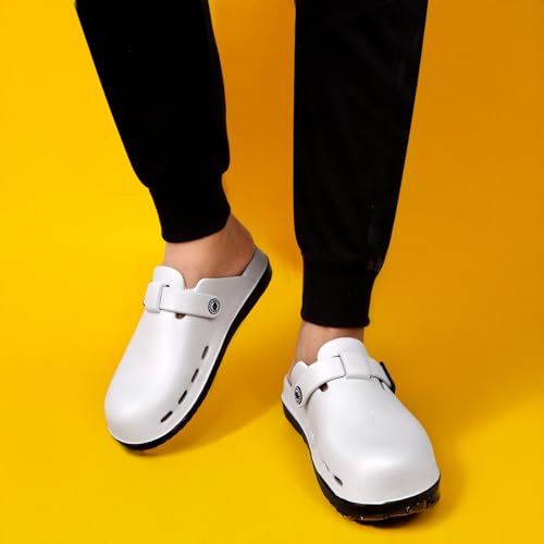 Image of Unisex Black Clogs with Adjustable Buckle Strap | Lightweight EVA Comfort Slip-On Sandals for Casual Wear & Outdoor Use