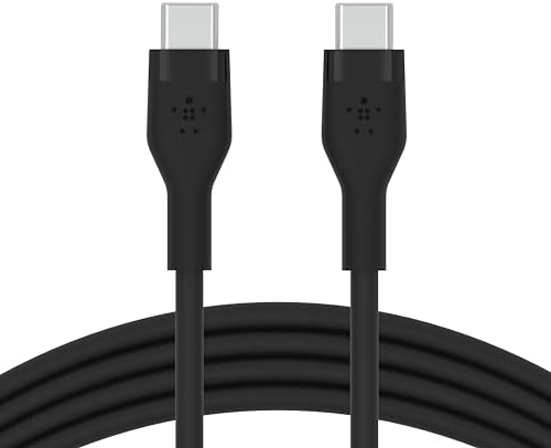 Belkin USB-C to USB-C シリコン ケーブル iPhone 15 / MacBook/iPad mini/iPad Pro/iPad Air/Galaxy/Androidスマートフォン対応 急速充電 PD対応 高耐久 1メートル ブラック BOOST CHARGE↑Flex CAB009bt1MBK