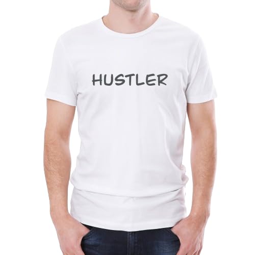 HippieShippie Unisex Cotton Regular Fit Half Slevees Hustler Graphic Printed Casual T-Shirt with Cool and Funky Design for Parties, Casual Outings, Gym, Sports, Travelling