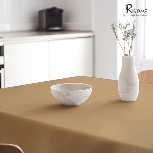 Image of R home 100% Cotton Solid Table Cover | 200 GSM Thick Fabric, Anti-Skid | Machine Washable & Reusable | Ideal for Dining Table & Centre Table, Easy Maintenance (Latte, 56 x 56 Inch)