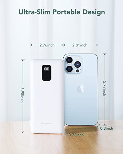 Image of charmast Portable Charger with Built-in Cables and Wall Plug, 10000mAh USB C Portable Power Bank, Potable Phone Charger, Travel Essentials Compatible with iPhones, Samsung Galaxy, iPad