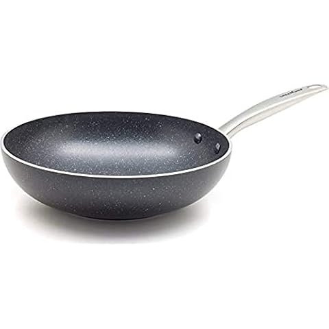 GreenChef Berlin Rocks Non-Stick 28cm/3.7 Litre Wok, PFAS Free, Black Cover