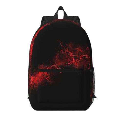 Sac à dos de voyage imprimé rouge noir 17 pouces avec poche ordinateur