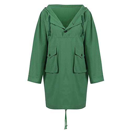 Andoer Moda feminina cor sólida palangre casaco com capuz manga comprida botões com cordão bolso fol