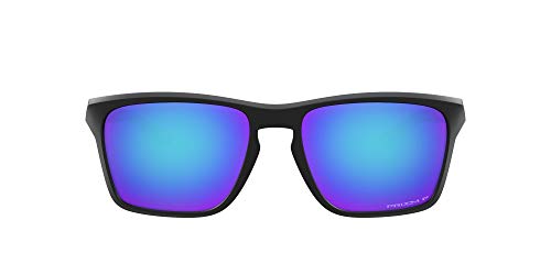 Oakley Men's OO9448 Sylas Rectangular Sunglasses, Matte Black/Prizm Sapphire Iridium Polarized, 57 mm