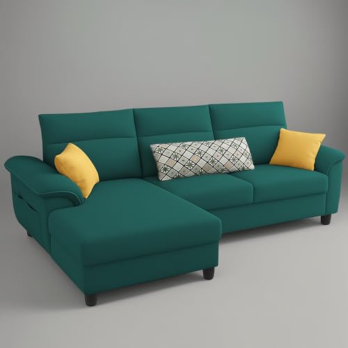 Image of Casaliving Seams LHS 4 Seater L Shape Sofa for Living Room (Pine Fabric) Premium Fabric Sofa