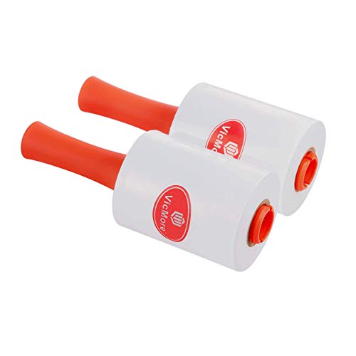 2 Pack Vicmore (R) Industrial Strength Heavy Duty 80 Gauge Mini Stretch Wrap Film With Rolling Handle 5-Inch By 1000-Feet Shrink Wrap For Moving Supplies Clear Cling Self-Adhering Plastic Wrap Film #TOP1