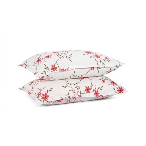 Image of Wakefit 100% Cotton Pillow Cover Set of 2 | 200 TC Soft & Breathable Pillow Cases | Standard Size 18 x 27 Inch | Skin Friendly, Durable & Gentle Machine Washable | Sakura White
