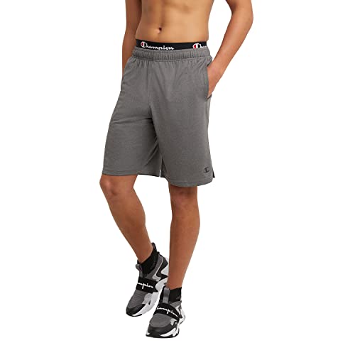Champion Men's Sport Shorts, Moisture Wicking, Athletic Shorts, Gym Shorts (Reg. Or Big & Tall), Granite Heather - Reflective C Logo - 10" Inseam, 3X-Large Tall