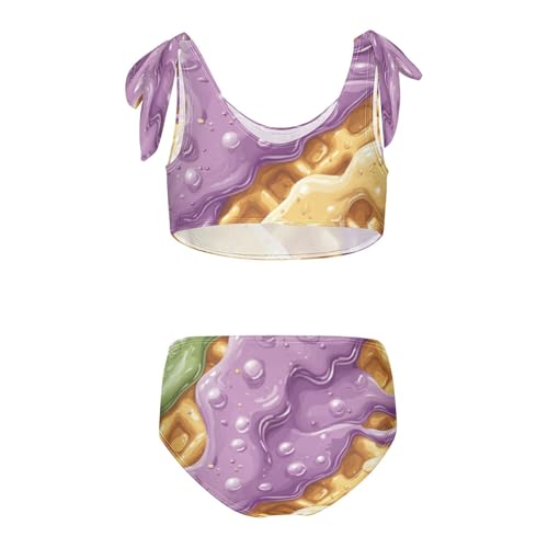 Purple Green Gold Ice Cream Girls Tankini Swimsuit Kids Bikini Sets 2 Pcs Bathing Suit 3T2