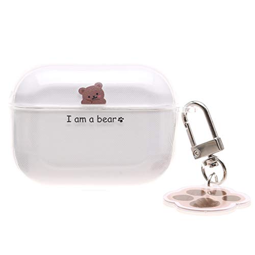 ONLYOU Airpods pro2 用 ケース おしゃれ 韓国 Airpodspro対応 かわいい TPU シンプルくまクリアケース シンプル エアポッド エアーポッズ プロ カバー 大人 女性 (AirpodsPro(第1/2世代)対応 クリア)