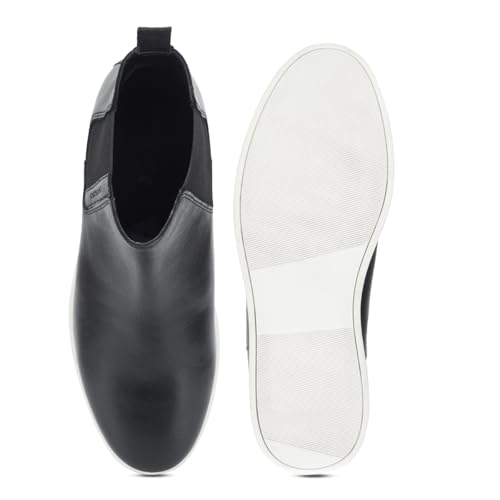 Image of Thomas Crick Men's Genuine Leather Chelsea Boots - Slip-On Dress with Elastic Gusset Ortho Footbed & Lightweight Anti-Slip Sole for Casual or Formal Wear