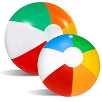EDLMKM 2 Pcs 12in/16in BBeach Balls Inflatable Beach Toys, Inflatable Ball for Swimming Pool, BBeach Party Summer Game, IInflatable Beach Ball for Summer Outdoor Activity, Rainbow BeachBalls for Kids