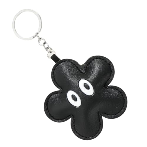 Xuanxi 1. Elegante llavero de piel sintética con forma de corazón ligero para llaves, mochilas, regalos de viaje, bonito llavero para bolsas, Negro, Flowers