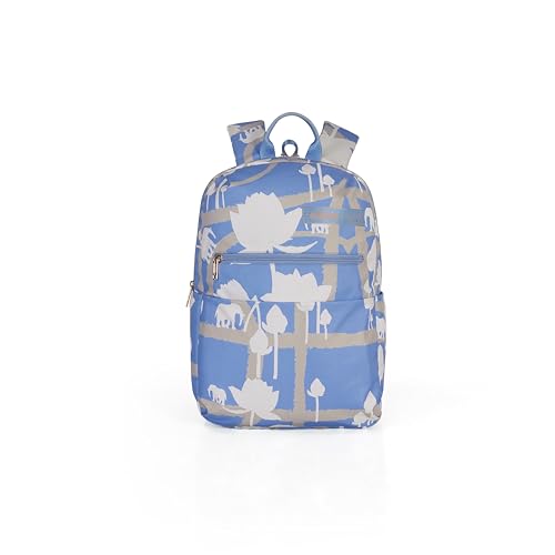 Image of American Tourister x Love Child by Masaba Printed Polyester Backpack for Women /Stylish Lightweight College & Travel Backpack /Spacious Compartments /Padded Shoulder Straps /Trendy Casual Bag- Blue