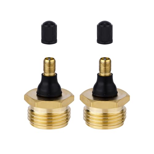 Image of 2pcs RV Brass Blow Out Plug for RV & Camper Winterization, Quick-Connect for Schrader Valve RV Water Line Air Blowout Fitting, Winterize Blow Out Adapter for Motorhome & Travel Trailer Antifreeze