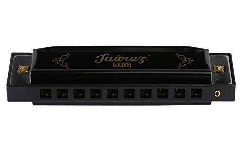 Image of JUAREZ Junior JJ10HB 10 Holes Educational Harmonica Key of C Scale | Mouth Organ | Cover - Aluminum | Comb - Abs | Reed - Aluminum Black