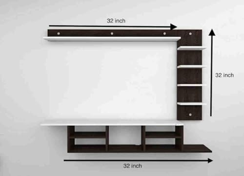 Image of C Style 56 Inches Broad Base Tv Cabinet Floating Shelves for Wall Set,Wall Mounted Shelf for Living Room, Bedroom, Outdoor,Gallery,Stairs (Wenge White)