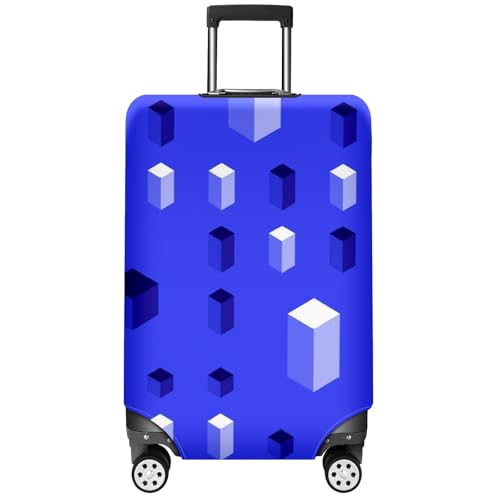 Travel Luggage Cover Suitcase Protector Scratch-Resistant Fit Not Included Suitcase Blue And White Checkered Pattern XL-30-32in