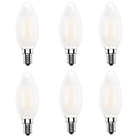 E14 LED Frosted Small Screw Bulb, 4W Candle Bulb(Non-Dimmable) Warm White 2700K,400LM (40W Equivalent) C35 Small Edison Screw LED Candle Bulbs (SES), 6-Pack Cover