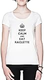 Calidad superior Keep Calm and Eat Raclette Blanca Mujer Camiseta Tamaño 3XL White Women\'s tee Size 3XL