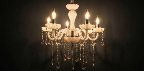 Image of Chandelier Modern K9 Crystal Chandelier Lighting, Clear Crystal Ceiling Light Fixture Pendant Lamp (Bulb Included) White Colour and Crystal Clear