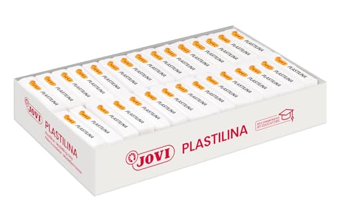 Jovi - PLASTILINA, pâte à Modeler végétale, 30 x 50 grammes, Blanche, Grande plasticité, sans Gluten, Idéale pour Les Enfants à partir de 3 Ans