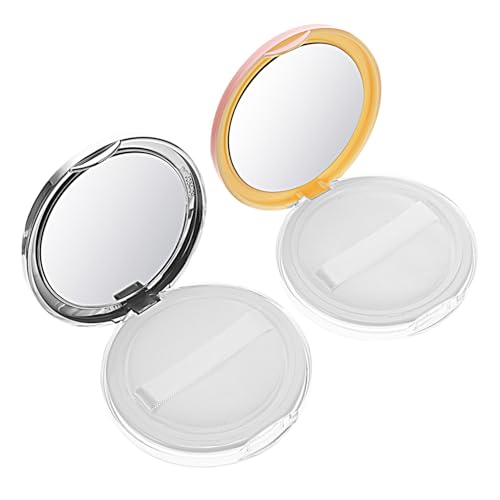 GANAZONO 2個 携帯用軽量散粉ケース 軽量パウダーボックス 大型パフ付 旅行用均一塗可能メイク容器 ランダムカラー ランダムカラー