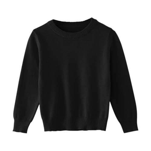 Boys Girls Cotton Sweater Autumn Winter Soft Warm Pullover Kids Long Sleeve Solid Color Crewneck School Uniform
