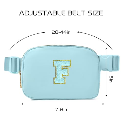 Image of Gitus Gifts for 8 9 10 11 12 Year Old Girls Belt Bag Fanny Pack Crossbody Bags with Initial Letter Patch Cute Stuff Birthday Gifts for Teen Girls Women Personalized Trend Stuff (Icing Blue-F)