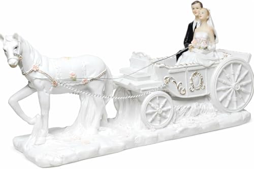 Topshop24you Spardose Hochzeitskutsche Keramik, weiße Kutsche mit Brautpaar & Pferd, Geldgeschenk...