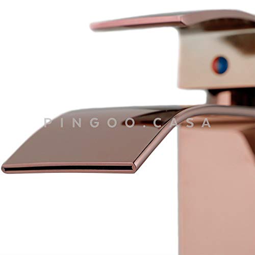 Torneira para banheiro cascata misturador monocomando alta Paraná Pingoo.casa - Dourado rose