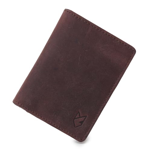 Image of FOXHACKLE Full Grain Leather Credit Card Holder for Men & Women, RFID Blocking Small Bifold Wallet, Compact Card Case