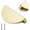 Zorfeter 2-1/2 inch Drawer Pulls, 4PCS Brushed Brass Half Moon Cabinet Pull Handles Semicircle Knobs with Screws for Kitchen Cupboard Bedroom Furniture Door Length 3.07"