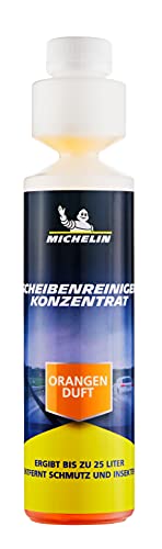 MICHELIN Limpiador de parabrisas concentrado de 250 ml, limpiador de parabrisas de coche, eficaz eliminación de insectos y suciedad, cuidado de parabrisas de verano, aroma naranja