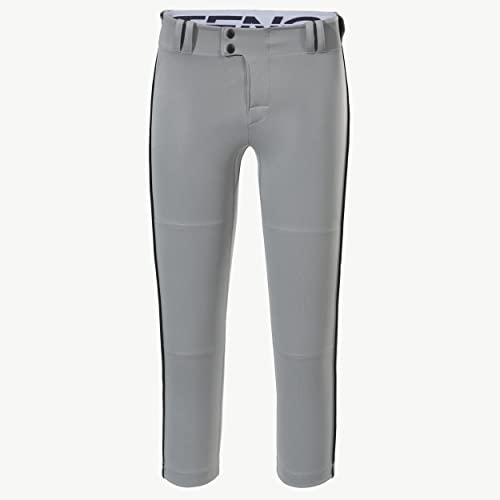 Fiteng Boys' Baseball Pants Kids' Youth Softball Pant Belted Low Rise Fastpitch Pants With Pockets Grey/Black #TOP1