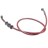 Stainless Motorcycle Brake Hose, Braided Steel Clutch Line, Pack of 1, Flexible Brake Line for Bikes Motocross Street (90cm/35.4', Red)